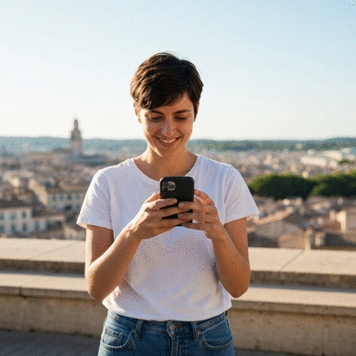 Person using a smartphone to search for local businesses
