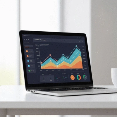 Graphe de performance SEO local sur un ordinateur portable