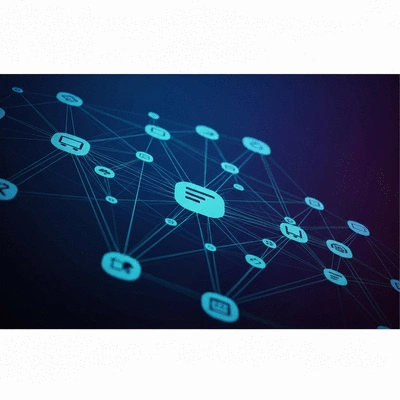 Abstract representation of backlinks connecting websites, illustrating SEO