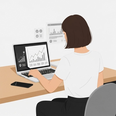 Personne analysant des graphiques SEO sur un ordinateur portable, avec des ic&ocirc;nes de croissance et de localisation en arri&egrave;re-plan, style moderne, propre, no text, no words, no typography, no labels, clean image